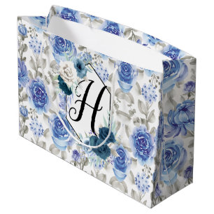 Blue flower garden vintage pattern custom unique large gift bag
