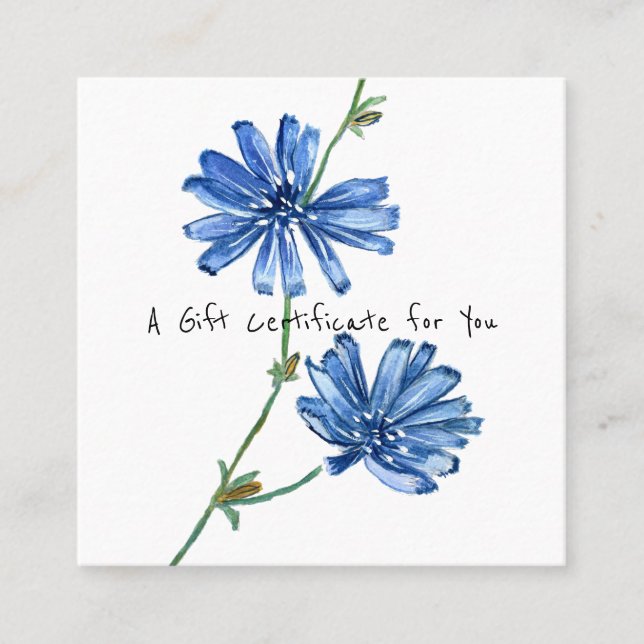 Blue Flower GIFT CERTIFICATE ADD LOGO Business (Front)