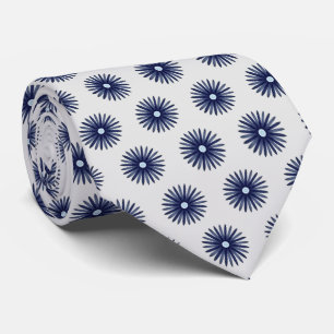 Blue Flower Graphic Pattern  Tie