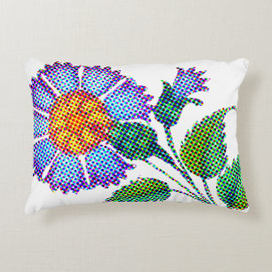 Blue Flower Halftone Fine Art Accent Pillow