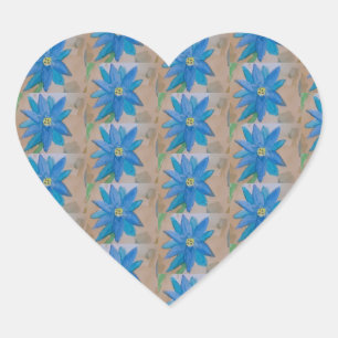 Blue Flower Heart Sticker