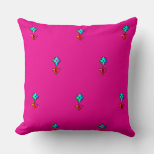 Blue Flower Hot Pink Accent Sofa                   Throw Pillow
