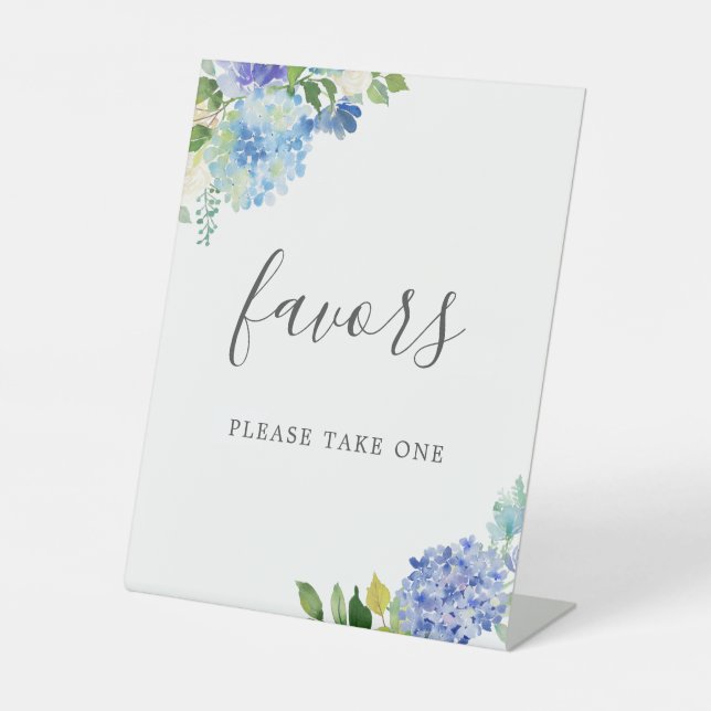 Blue Flower Hydrangea Bridal Shower Favours Sign (Front)
