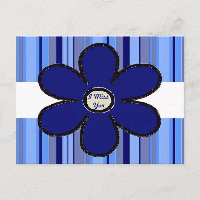 Blue Flower I Miss You Postcard (Front)