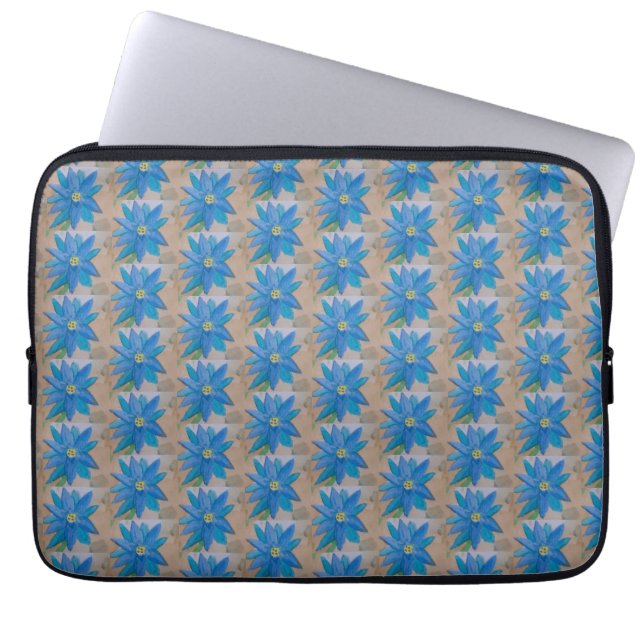Blue Flower Laptop Sleeve (Front)