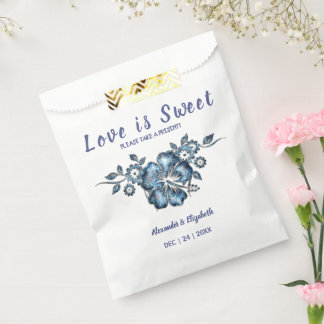 Blue Flower Love is Sweet Wedding Present  Favour Bag