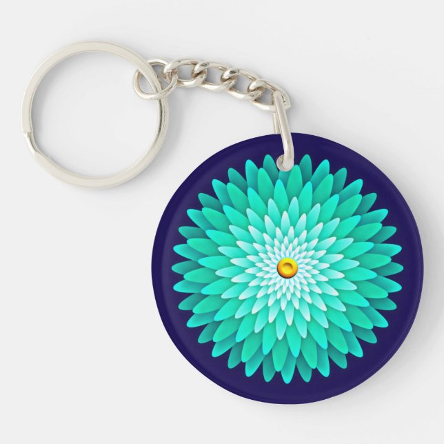 Blue Flower Mandala-68566 Keychain (Front)