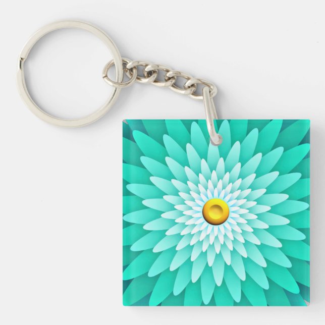 Blue Flower Mandala-68566 Keychain (Front)