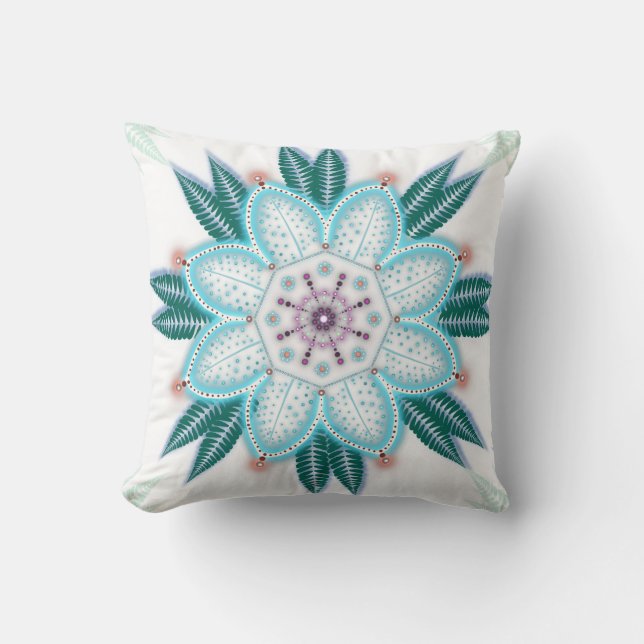 Blue Flower Mandala  Throw Pillow (Front)