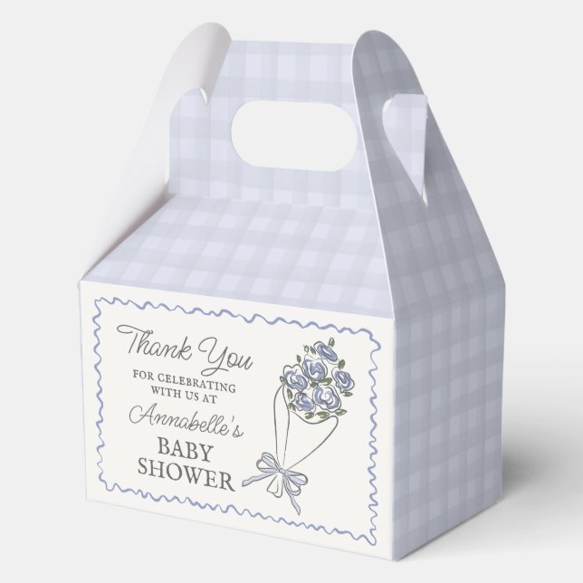 Blue Flower Market Fresh Floral Baby Shower Favor Box (Front)
