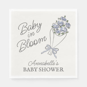 Blue Flower Market Fresh Floral Baby Shower Napkin