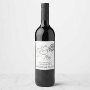 Blue Flower Market Fresh Floral Birthday Wine Label