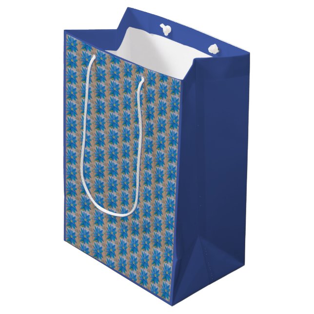 Blue Flower Medium Gift Bag (Front Angled)