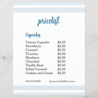  Blue Flower Mixer Cupcake Pricelist  Flyer