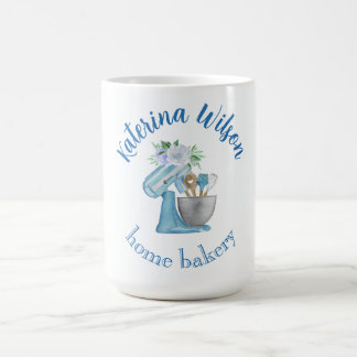  Blue Flower Mixer Small Bakery Logo Brand Coffee Mug