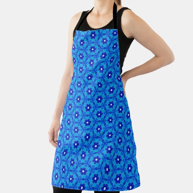 Blue Flower Moroccan Tile Apron (Insitu)