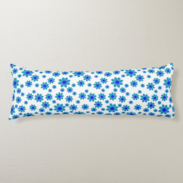 Blue Flower Motif | Daisy Pattern Body Pillow (Front)
