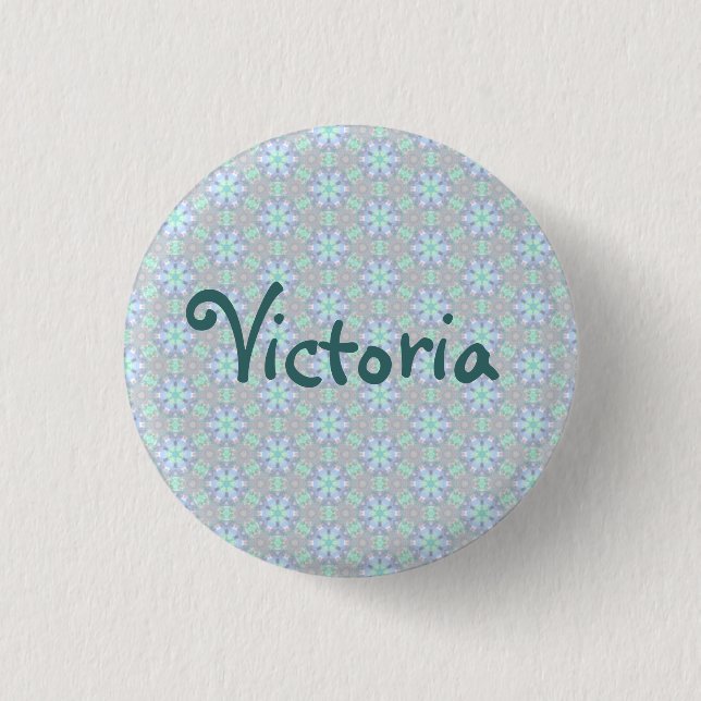 Blue Flower Name badge button pin (Front)