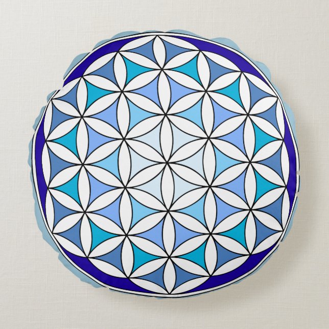 Blue Flower of Life Meditation Pillow (Front)