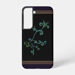 Blue flower On Black Samsung Galaxy Case