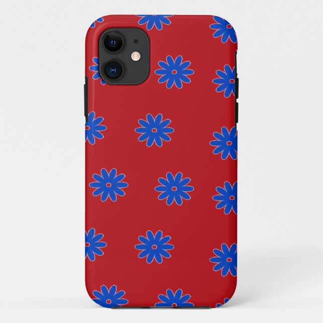 Blue flower on red Case-Mate iPhone case (Back)