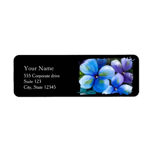Blue Flower Painting Return Address Labels (Front)