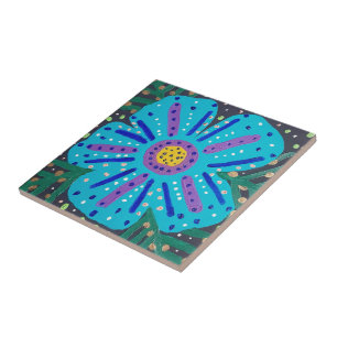 Blue Flower Painting  Tile