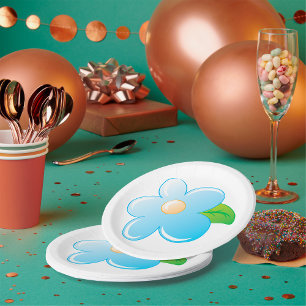 Blue Flower Paper Plate