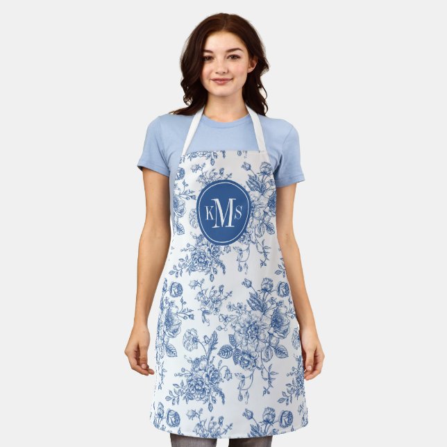 Blue Flower Pattern Apron (Worn)