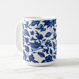 Blue Flower Pattern Coffee Mug