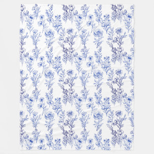 blue flower pattern fleece blanket