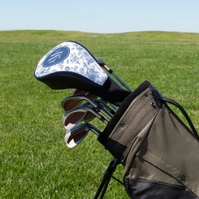 Blue Flower Pattern Golf Head Cover (In Situ)