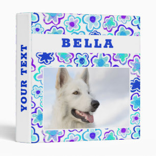 Blue Flower Pattern Keepsake Pet Dog Photo Album  Binder