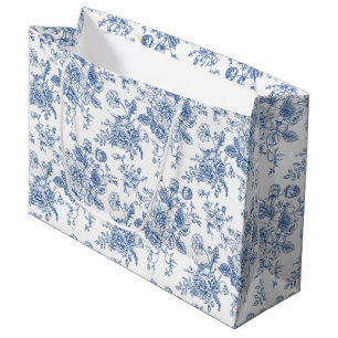 Blue Flower Pattern Large Gift Bag
