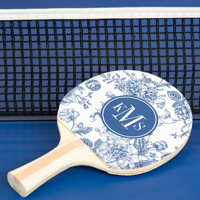 Blue Flower Pattern Ping Pong Paddle (Insitu)