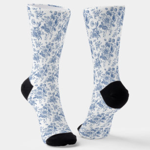 Blue Flower Pattern Socks
