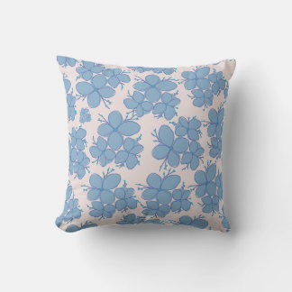 Blue Flower Pattern Throw Pillow