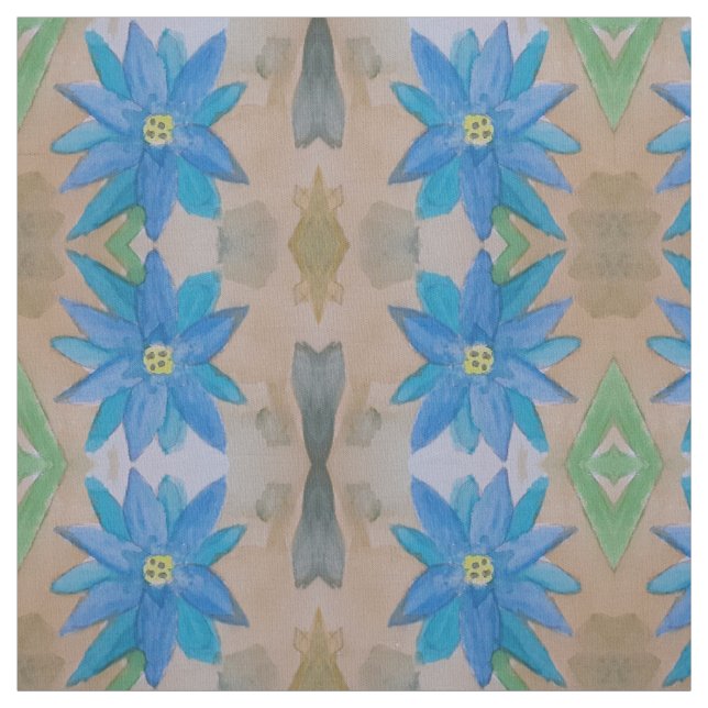 Blue Flower Pima Cotton Fabric (Swatch)