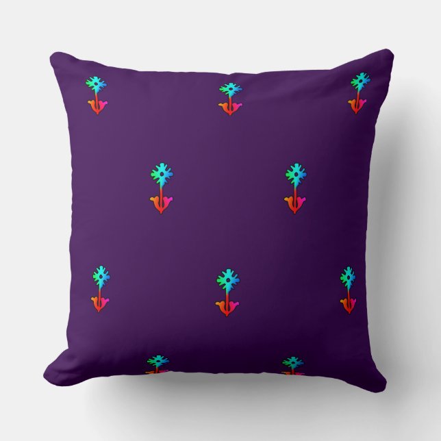 Blue Flower Purple Accent Sofa                  Throw Pillow (Front)