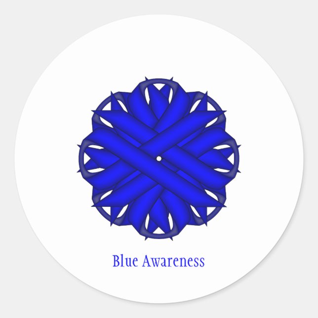 Blue Flower Ribbon by Kenneth Yoncich Classic Round Sticker (Front)