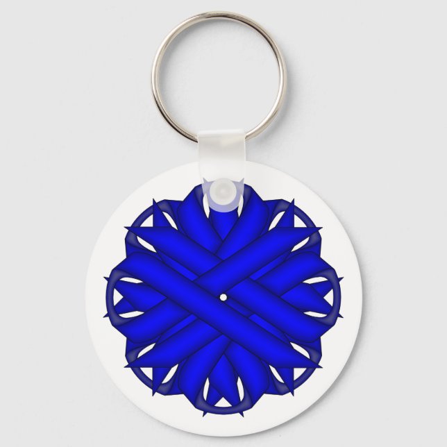 Blue Flower Ribbon by Kenneth Yoncich Keychain (Front)