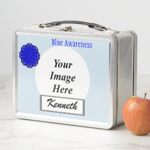 Blue Flower Ribbon by Kenneth Yoncich Metal Lunch Box