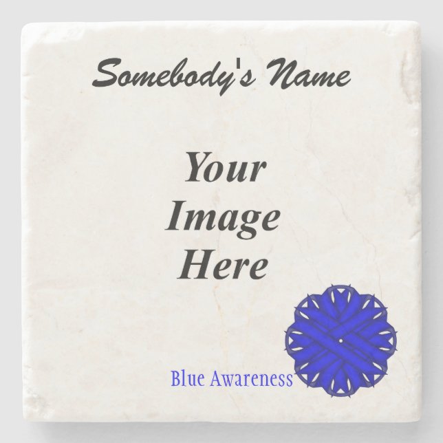 Blue Flower Ribbon by Kenneth Yoncich Stone Coaster (Front)