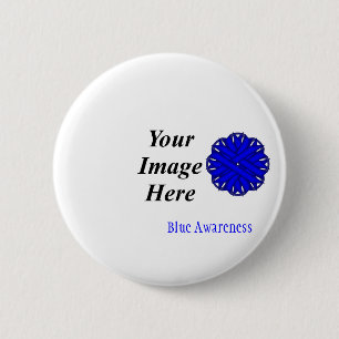 Blue Flower Ribbon Template by Kenneth Yoncich 2 Inch Round Button
