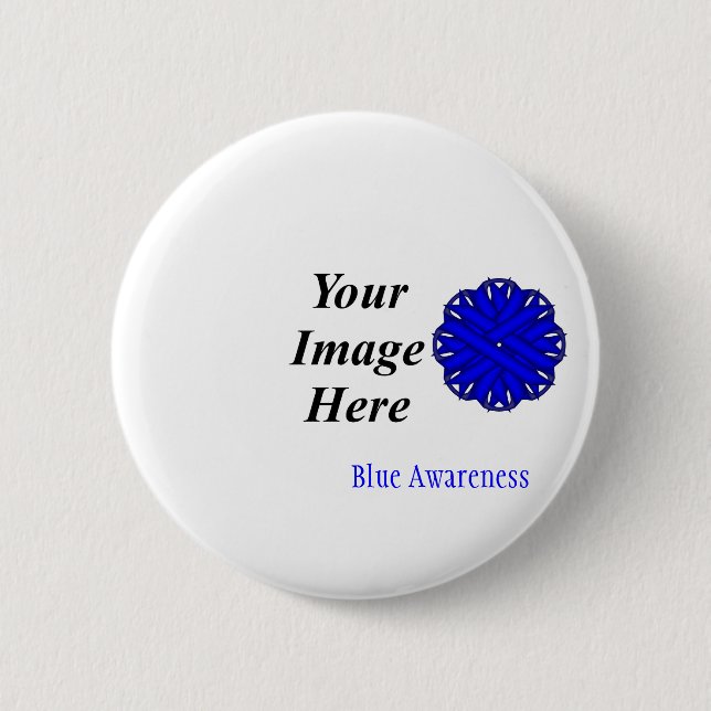 Blue Flower Ribbon Template by Kenneth Yoncich 2 Inch Round Button (Front)