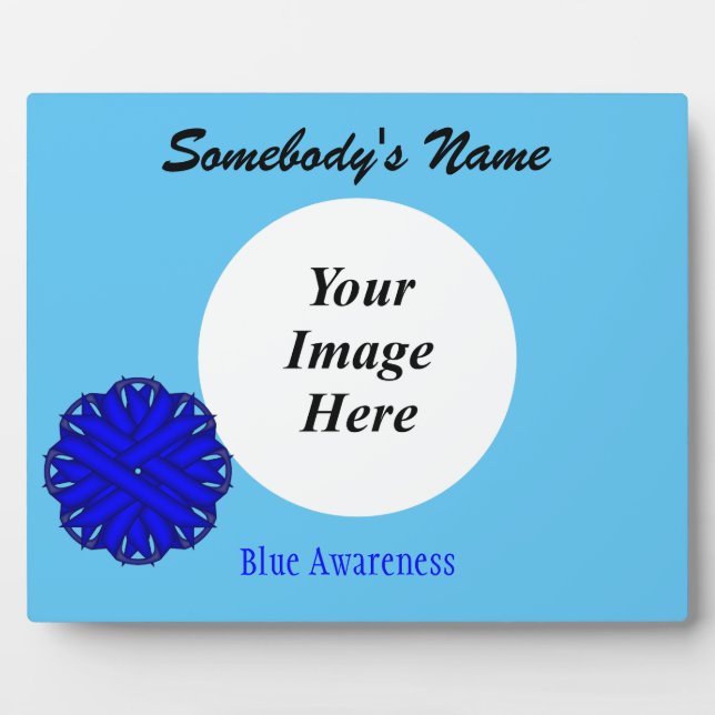 Blue Flower Ribbon Template by Kenneth Yoncich Plaque (Front)
