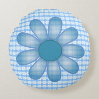 Blue Flower Screwball Graphics Round Pillow