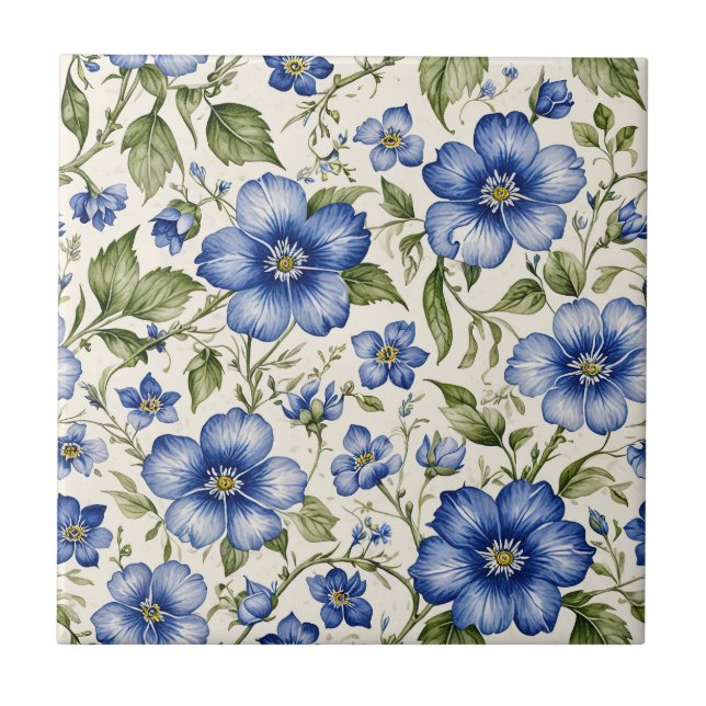 Blue Flower Seamless Tile (Front)