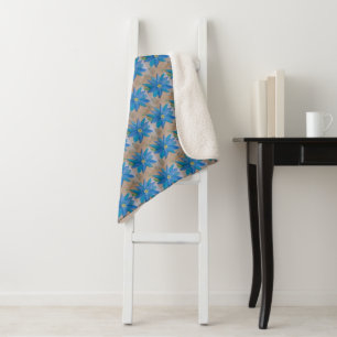 Blue Flower Sherpa Blanket