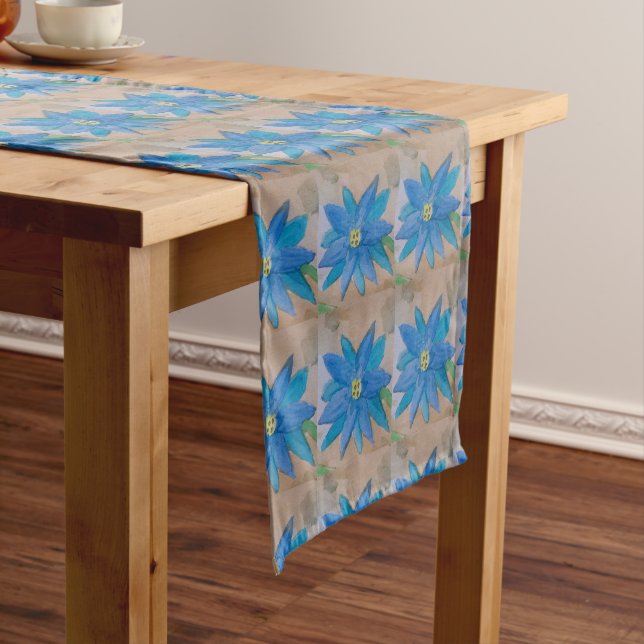 Blue Flower  Short Table Runner (In Situ)